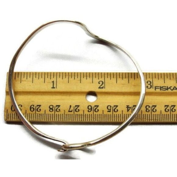 Single Wave Curved Latch Bangle Bracelet Hallmark DP Sterling Silver 925 Patina - Picture 6 of 12